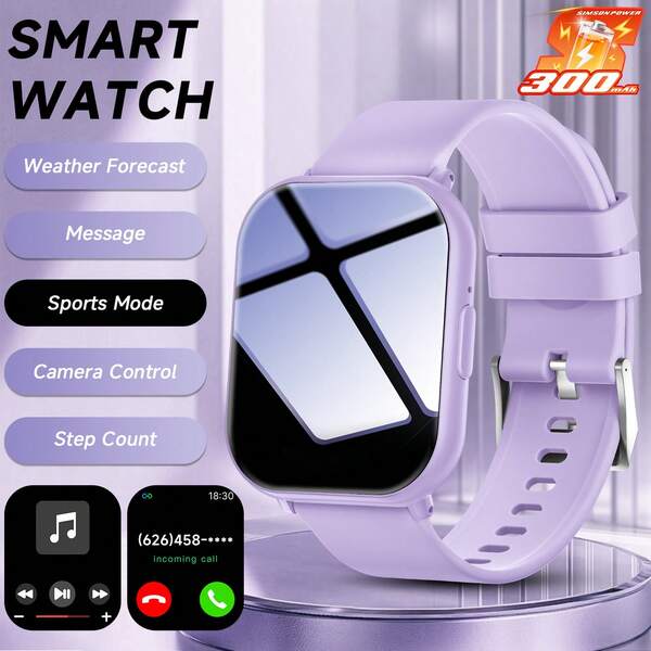 1 pieza Reloj inteligente unisex con pantalla completa HD, correa de silicona suave y caja de aleación de zinc, llamadas inalámbricas, múltiples modos deportivos, recordatorio de mensajes, seguimiento de fitness, seguimiento de calorías y distancia, control de música, cámara remota, estilo atlético para fiesta de la Copa del Mundo