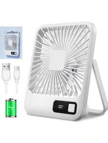 1PC 5-Speed 180° Foldable Desk Fan, Desktop & Hanging Dual Use, Quiet USB Rechargeable, Multi-Angle Airflow For Home, Office & Outdoor - 彩色 - 查看 2