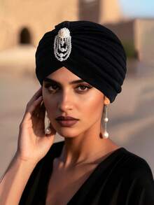 1pc Women's Pearl Pendant Watermelon Hat, Simple Retro Headband Hat, Headscarf Hat - Multicolor - View 6
