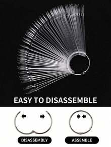 10pcs Nail Art Practice Fake Nails, Transparent Nail Color Sticks With Rings, Fan-Shaped Pointed Nail Tips, Fake Nail Sample Sticks, Nail Art Practice Color Display, Transparent Board, For Displaying Nail Art Designs - Multicolor - View 2