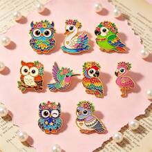 1/9pcs Cute Cartoon Colorful Bird Lapel Enamel Pins And Brooches Badge Pins For Backpacks Bags Backpack Cool Decoration Friend For Gift - Multicolor - View 8