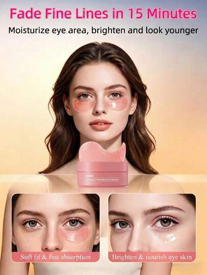 60Pcs Collagen Peptide Eye Patches, Korean Skincare 84g, Contains Niacinamide, Caffeine, Hyaluronic Acid And Collagen Peptide-----Improve Dark Circles, Eliminate Puffiness, Anti-Wrinkle And Firming, Skin Rejuvenation And Relieve Puffiness, Eye Mask, And Smile Lines, Suitable For All Skin Types, Gift For Girlfriend's Makeup, Suitable For Travel Facial Eye Mask, High-End Skincare Gift And Present, Hydrating And Moisturizing, Nourishing Skin, Tender Skin Eye Mask, Make Skin Smooth And Shiny, Care For Your Skin, Collagen Peptide Eye Mask Is The Perfect Holiday Gift