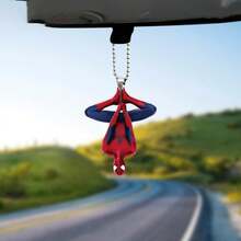 2pcs/Set 2D Car Keychain With Intricate Mesh Design, Superhero Mirror Hooks, Made Of Plastic, Avengers Accessories, Vehicle Decorations, Hero Themes, Exquisite Handmade Gifts New Year's Gift, Valentine's Day Gift, Easter Gift, Party Gift - A - View 1