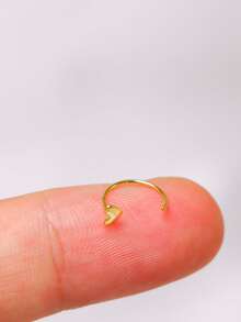 1pc Sterling Silver Nose Ring Hoop Heart Shape Cartilage Helix Ear Piercing Nez Jewelry - Gold - View 8