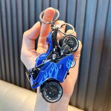 AD Alloy Flame Motorcycle Keychain, Spring-Back Inertia Motorcycle Model Pendant, Boys Realistic Motorcycle Toy Key Chain - Flame Motorcycle - View 11