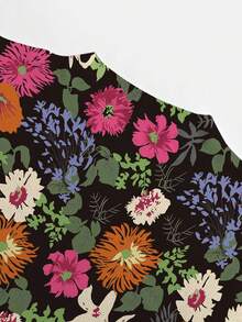 Women's Autumn Vintage Floral Print Knit Sweater, Round Neck Pullover Knit Top, Eye-Catching Outfit For Outings - Multicolor - View 7