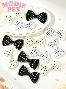 6/12pcs Cute Polka Dot Bow Hair Clips, Decorate Pet Fur, Happy Cats And Dogs - Multicolor - View 5