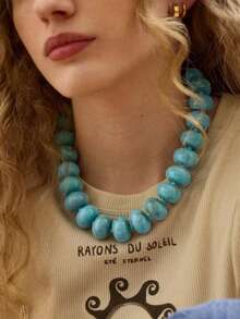 Kalung Manik-Manik Gaya Bohemian Modis untuk Wanita, Rantai Tulang Selangka, Buatan Tangan, Sederhana dan Serbaguna - gaya 1 - View 1