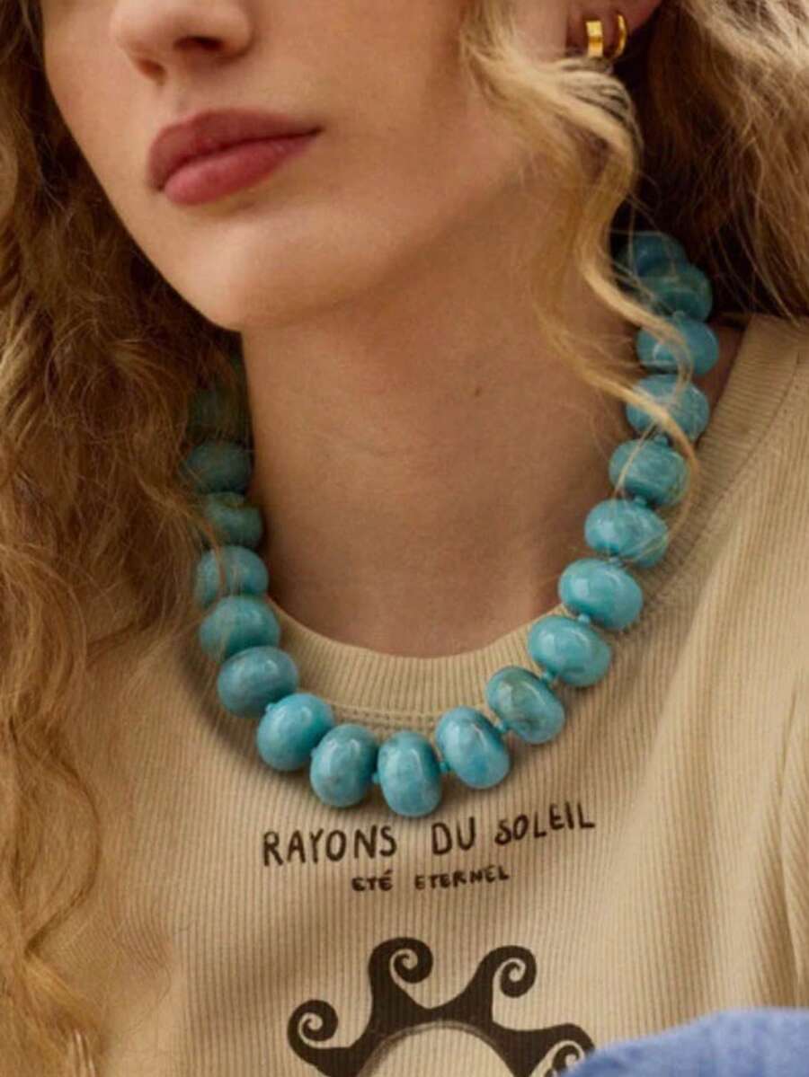 Kalung Manik-Manik Gaya Bohemian Modis untuk Wanita, Rantai Tulang Selangka, Buatan Tangan, Sederhana dan Serbaguna - gaya 1 - View 1