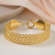 18K Gold Plated Copper Minimalist Chunky Chain Woven Women's Daily Wear Fashion Versatile Jewelry - Gold - View 5