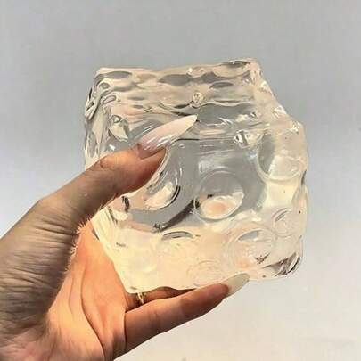 1PC Jelly Clear Recessed Bubble Ice Cube Slow Rebound Fidget Toy, Soft Elastic Transparent TPR Stress Relief Desktop Decor, Mini Office Relax Gadget, Concert Fan Favor, Photocard Desk Matching Accessory (Random Style)