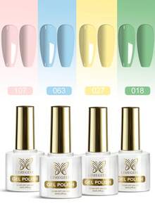 LIMEGIRL Set Kutek Gel 4 Warna, Cocok untuk Manikur Salon dan Manikur DIY di Rumah, Tahan Lama, Mudah Diaplikasikan dan Halus, Kilau Mengkilap Tinggi - MultiWarna - View 1