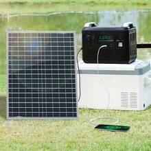 New 50W Portable Solar Panel Kit With 100A Solar Charge Controller, High-Efficiency Solar Panel And Alligator Clips, Suitable For RV, Camping, Car, Boat, Picnic, Etc., Can Power Tablets, Smartwatches, Power Banks In Sunlight, Portable Design - Black - View 8