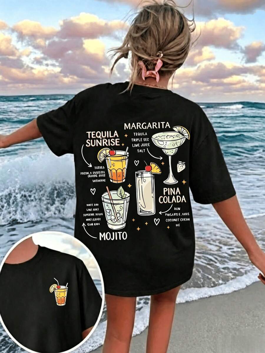 2026 Fashion New Women'S Round Neck Design Individual Easy Special Pattern Letter Print Daily Versatile Casual Comfortable Short Sleeve T-Shirt - style1 - 查看 1