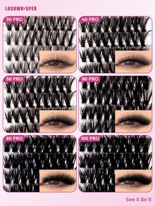 Set Lengkap Ekstensi Bulu Mata - Campuran Bulu Mata Cluster dengan Lem Bulu Mata & Krim Penghapus, Perlengkapan Bulu Mata Palsu Individual - MultiWarna - View 8