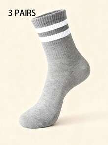 6 Pairs Unisex Striped Casual Mid-Calf Socks, Gift For Boyfriend, 1/3/6 Pairs - Set a - View 17