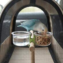 便攜式鳥類旅行餵食器 2合1透明食盆與水盆，金屬籠夾懸掛設計，易清洗可拆卸餵食杯，適用於鸚鵡、虎皮鸚鵡、小鸚鵡、小鳥籠配件 - 均碼 - 查看 3