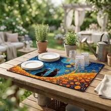 1pc Dish Drying Mat, Coffee Machine Mat, Starry Night Black Cat & Daisy Garden Pattern Dish Drying Mat, Absorbent & Protective Tabletop Mat, Suitable For Dining Room, Kitchen, Entryway, Holiday Gift, Multi-Purpose Desk Absorbent Drying Mat, Room Tabletop Protector, Holiday Gift, Kitchen Decor - XYLSD804 - View 4