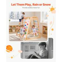 Indoor Playground Jungle Gym, 7-In-1 Wooden Indoor Playground For Kids, 250LBS Montessori Climbing Toys Playset With Swing, Monkey Bar, Slide, Wooden Ladder, Rope Ladder, Climbing Net & Rock - Colorful, 7-in-1, L - View 6