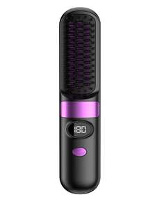 無線充電負離子直髮梳，便攜式無線陶瓷熱梳，4段溫度設定LED顯示，MCH快速加熱耐熱梳齒，2合1直髮與捲髮造型梳，適合旅行與宿舍，適用於所有髮質的熱造型梳 - 款式 - 查看 17