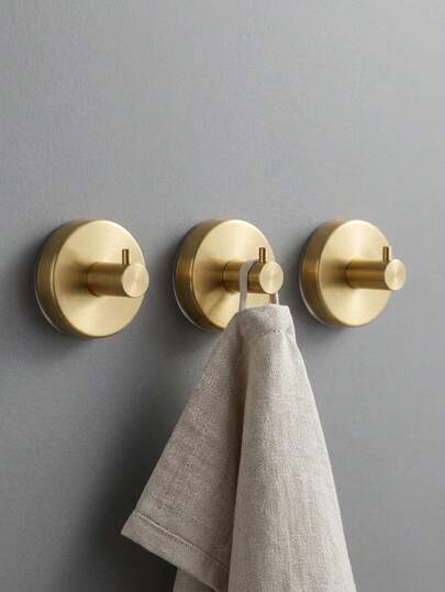 4 piezas Ganchos de Ventosa de Acero Inoxidable Dorado, Sin Perforación Requerida, Pueden Colgar Toallas, Guantes, Tijeras, Adecuados para Múltiples Escenarios del Hogar, Ganchos de Pared de Estilo Minimalista, Resistentes a la Oxidación, Impermeables