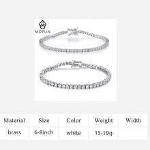 MDFUN 2Pcs 18K White Gold Plated Tennis Bracelet Set, 2mm & 3mm Zirconia Chain For Men Women - White - View 12