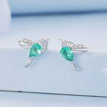 Bamoer Gift Box S925 Sterling Silver Colorful Bird Earrings Enamel Hummingbird Parrot Zirconia Jewelry Girls Gift - Silver - View 8