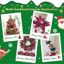 1/2/4pcs Christmas Flowers Artificial, 11 Inch Poinsettia Flowers With Glitter For Tree Decorations, Wreaths, Festive Home And Party Decor - Burgundy - View 6