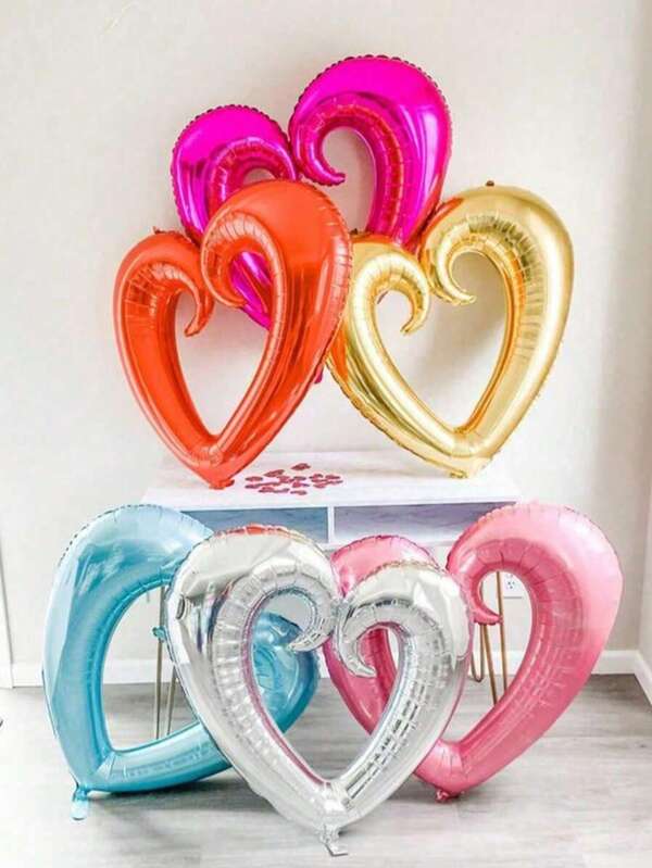 1pc/2pcs 36 Inch Large Heart-Shaped Foil Balloon With Hook, Suitable For Birthday Decoration, Room Decor, Birthday Party Wedding Decoration Helium Balloon