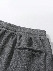 Men's Winter Fleece Lined Joggers, Multi-Pocket Zipper Decor Drawstring Waist Comfortable Casual Long Pants - Dark Grey - View 7