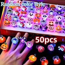 50 Buah Cincin LED Bercahaya Gaya Acak untuk Halloween, Cincin Jari Berkedip untuk Souvenir Pesta atau Hadiah Trick or Treat - Cincin Halloween - View 7