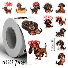 500pcs Cute Dachshund Doodle Roll Stickers, 1 Inch Shaped, 10 Patterns, Sealing Labels For Envelopes, Magazines, Phone Cases, First Day Of School - Multicolor - View 7
