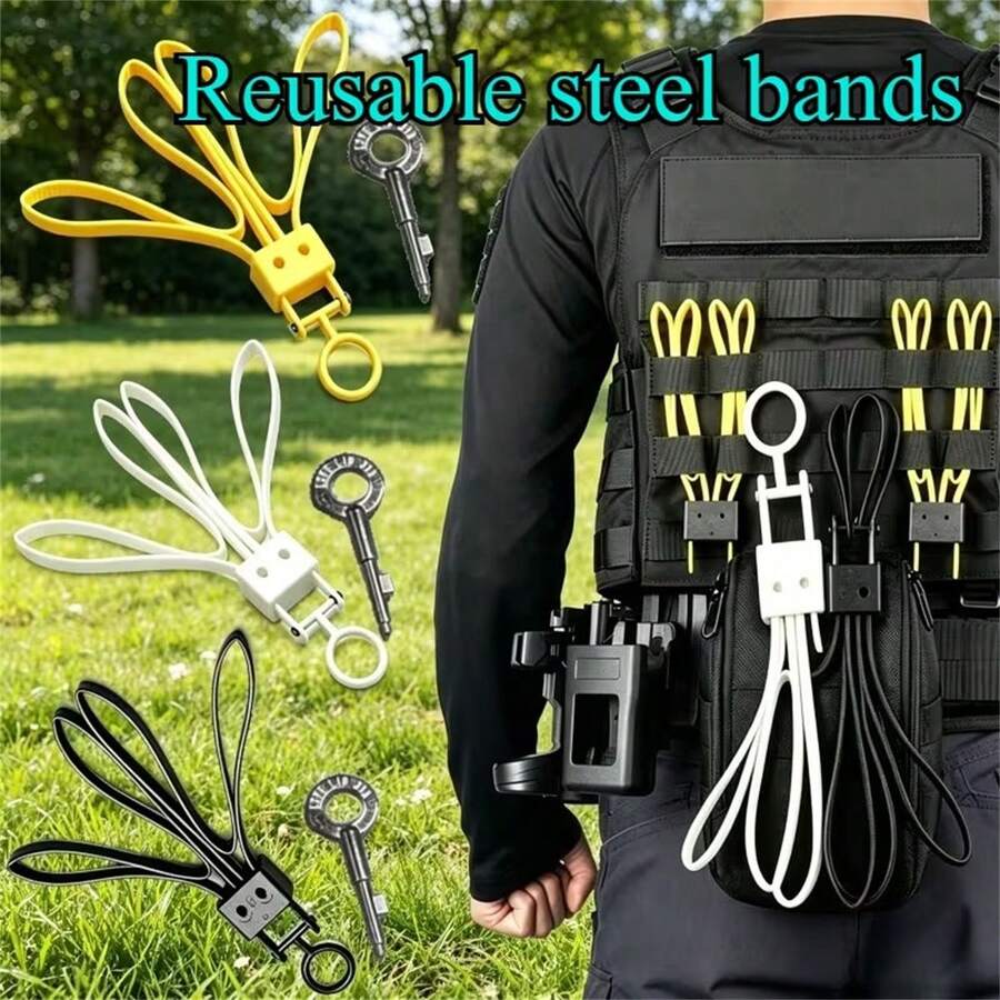 1 pieza Correa táctica - Portátil, retráctil, reutilizable, plegable, con mecanismo de bloqueo de doble orificio, adecuada para CS, caza, tiro, camping - Multicolor - Ver 1