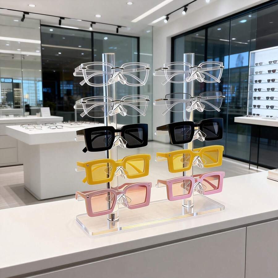 1件多層眼鏡收納架，壓克力眼鏡展示架，適用於眼鏡、時尚眼鏡、處方眼鏡，適合居家、眼鏡店，時尚眼鏡收納架，結構穩固，領帶架 - 彩色 - 查看 1
