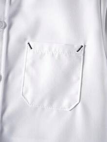 Tween Boys Classic White Long Sleeve Shirt With Contrast Stitching Chest Pocket Design, Suitable For Back To School, Weddings, Parties And Formal Occasions - White - View 8