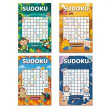 Sudoku Books For Kids Set Of 4 Designed By Age For Preschool Children Elementary Students And Older Learners With Beginner Intermediate Advanced And Challenge Levels Spiral Bound Logic Practice For Focus Math Thinking And Travel - Logic and Thinking Sudoku - View 1