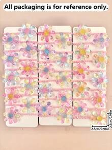 12/24/36pcs Random Mixed Gradient Transparent 8-Petal Flower Hair Ties, High Elasticity Flower Hair Bands For Kids, Back To School - Multicolor - View 2