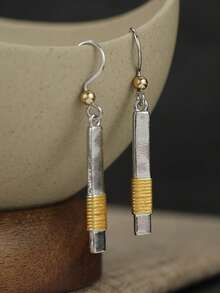 Gmzalx Vintage Minimalist Square Long Earrings, Versatile Practical Accessory, Perfect For Daily Commute And Gatherings - Two-color - View 7