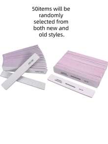 25/50pcs Professional Rectangular Nail Files, Including 80/80 And 100/180 Grit Nail File Strips - Grey - View 10