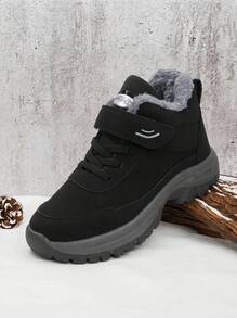 Hidkat Women's Outdoor Fleece Snow Boots, Anti-Slip Waterproof, Warm And Comfortable; 2026 New Ankle Boot Style, Thickened Fleece Lining, Mid-Heel Ankle Boots - Black - View 3