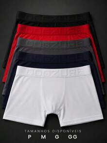 Kit com 05 Cuecas Boxer Masculinas em Poliéster de Alta Elasticidade, com Costuras Aparentes, Luxuosas e Confortáveis para Uso Diário - Multicolorido - Visão 7