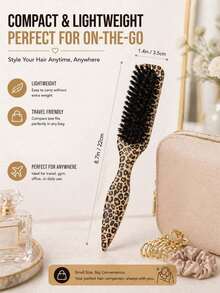 Leopard Print Edge Control Comb, Women's, Smooth Back Comb, For Flyaways, Hairline Styling Comb, Suitable For Smooth Ponytails, Buns And Updos, Pointed Tail Handle For Easy Sectioning, Travel Hair Styling Accessory - Multicolor - View 8