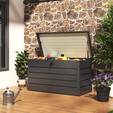 Weather-Resistant 360L Outdoor Storage Box – Galvanized Steel Panel Construction, Lockable Lid, Grey Finish, Multi-Use Garden & Patio Organizer For Tools, Sports Gear, And Yard Supplies – Compact Bench-Style Design With Smooth Edges And Sturdy Handle - Grey - View 3