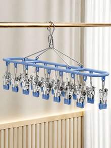 1pc Metal Sock Hanger With 20 Clips, Hanging Drying Rack, Clothes And Socks Rack, Laundry Drip Rack With 20 Clips, Home Non-Marking Sock Clips, Underwear Clips, Suitable For Socks, Underwear, Towels, Scarves Storage, Balcony Bathroom Drying, Closet Entrance Storage, Space-Saving Clothes Rack And Storage, Clothes Clips - Multicolor - View 11