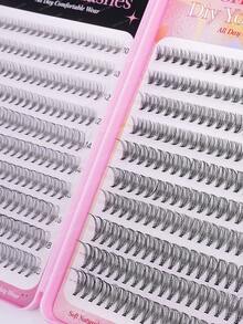 340/380/400pcs Mixed High-Density Eyelashes, DIY Natural Slim Eyelash Clusters, Easy To Wear, Reusable Single Eyelashes, Beautiful Eyelashes, Enlarged Eyes, Including Glue, Tweezers, Brushes, Suitable For Beginners, Back To School Season Eyelashes - Multicolor - View 12