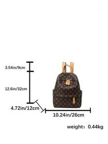 Dedoo Women Vintage Printed PU Backpack, Top Handle, Double Zipper Pockets, Adjustable Shoulder Straps, Large Capacity Casual Travel Daypack For All Seasons - Brown - View 11