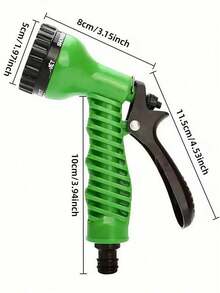 1pc 50/100ft Adjustable Watering Hose With Green Nozzle, Durable Polyethylene Multi-Purpose Garden Hose With Spray Gun, Suitable For Outdoor Patio, Expandable And Easy To Use, Polyethylene Material, Garden Style, Green Nozzle Design, For Watering And Cleaning - Green - View 5