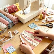100PCS Floral Pattern Jelly Roll Fabric Strips, Soft Cotton Pre-Cut Patchwork Fabric Pack, Vintage Small Floral Prints, Perfect For DIY Sewing, Machine Quilting, Doll Clothes, Hair Accessories Craft Materials (Random Styles) - 100PCS Random Color - View 6