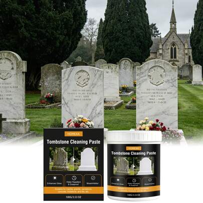 Tombstone Cleaning Paste, Tombstone Surface Cleaning, Stain And Scale Removal, Stone Polishing And Gloss Enhancement, Cleans Stone Surface Lichen Mucus, Black Mold Spots And Other Stains, Forms A Thin Water-Repellent Protective Coating, Reduces Dust Accumulation