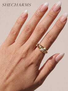 1pc S925 Sterling Silver Horn-Shaped Ring, Women's Eternity Ring, Exquisite Jewelry Gift For Daily Outfit Matching - Gold - View 4